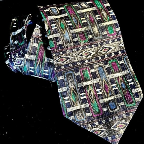 Missoni African Tribal Painting Art Basquiat Black Brown Mens Tie Silk Neckware - Picture 1 of 8